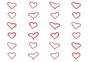 Hand-Drawn Red Heart Outlines A Collection of Romantic and Playful Heart Shapes for Creative Projects vector
