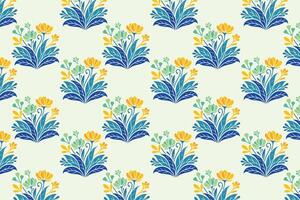 seamless floral pattern with abstract botanical flowers in vibrant colors and lush leaves perfect for fashion textiles digital printing and creative design projects vector