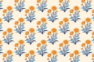 seamless floral pattern featuring colorful abstract botanical flowers and green leaves for fashion fabric digital printing and creative textile design vector