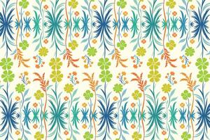 Colorful Seamless Floral Pattern with Abstract Botanical Flowers and Lush Leaves Ideal for Fashion Textiles Digital Printing and Artistic Design Projects vector
