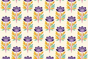 seamless floral pattern with colorful abstract botanical flowers and rich green leaves, perfect for stylish fashion textiles, digital printing, and modern fabric design projects vector