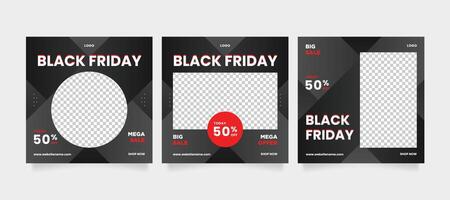 Editable square sale post or carousel template design set vector