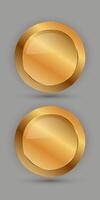 Two premium circle buttons with Black and gold frame illustration, three sleek, modern graphic design vector