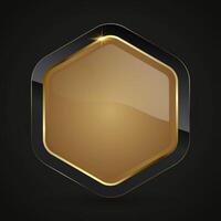 A Luxury hexagon shape with gold stoked and Black button, a premium web buttons illustration, a sleek, modern graphic design vector