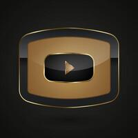 A premuim Black Golden Play icon, button with golden frame illustration, a playing sleek banner , modern play graphic button design vector