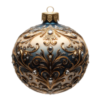 Extravagant Christmas bauble . Christmas ball for tree decoration isolated. xmas bauble with intricate design for festive holiday decoration . Christmas tree ornament isolated png