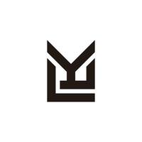 letters ml simple geometric stripe logo vector