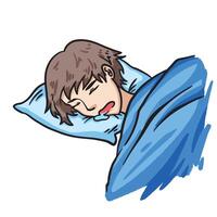 Drooling while sleeping colorful illustration isolated on square white background. Simple flat outlined cartoon art styled drawing. vector