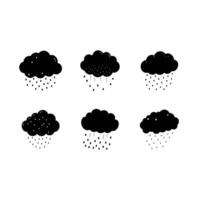 Hail Cloud and Linocut Silhouette Design vector
