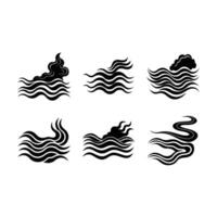 Fog Cloud with Wavy and Linocut Silhouette Design vector