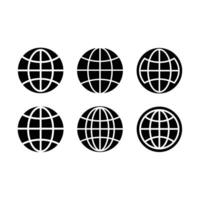 Globe Icon and Linocut Silhouette Design vector