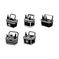 Cooler Picnic and Linocut Silhouette Design vector
