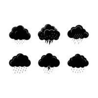 Cloudy Full Cloud - and Linocut Silhouette Design vector