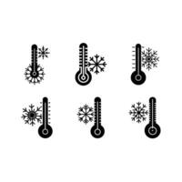 Cold Thermometer and Linocut Silhouette Design vector