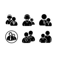 People Support Agent Icon - and Linocut Silhouette Design vector