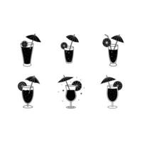 Stylish Cocktail and Linocut Silhouette Design vector