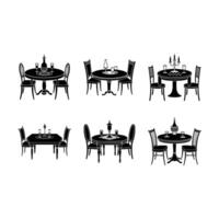 Elegant Dining Table and Linocut Silhouette Design vector