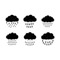 Heavy Rain Cloud and Linocut Silhouette Design vector