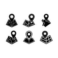 Stylish Map Icon with Linocut Silhouette Design vector