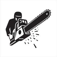 Chainsaw cutting EPS file vector