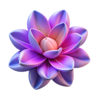 Blooming flower with gradient purple petals 3d icon isolated png