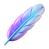 Gradient bird feather 3d icon isolated on the transparent background png