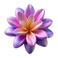 Blooming flower with gradient purple petals 3d illustration isolated on the transparent background png