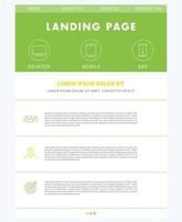 Landing page concept, flat website design template, in green, white and yellow vector