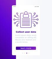 collect user data mobile app screen design vector