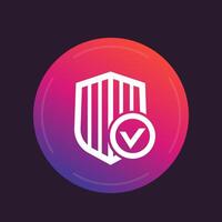 Shield with check mark, secure, protected, security icon vector