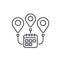 vacation or trip planning line icon with a calendar vector
