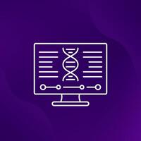 bioinformatics icon with dna, line vector