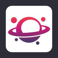 Planet icon, astronomy, space exploration, asteroid belt vector