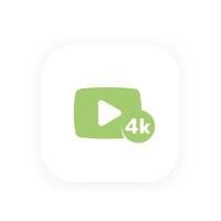 4K icon, play button vector