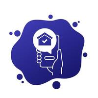 online building permit icon with a phone in hand vector