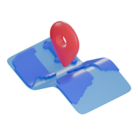 3D Illustration of Maps with a Red Location Pin and blue maps png