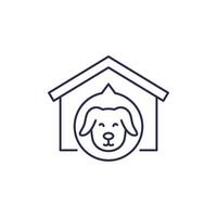 animal shelter line icon with a dog and house vector