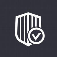 Shield with check mark icon over dark vector