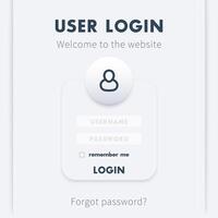 User Login window design, page template for website vector