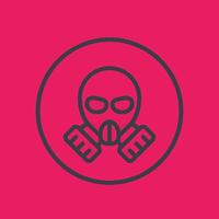 gas mask line icon in circle, illustration vector