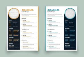 Modern professional creative business resume or CV template design with two style variations vector