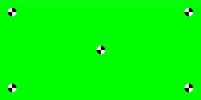 Greenscreen template. Green background with tracking black cross marks. Chromakey technology to add visual effects or VFX in footage during movie post-production phase. flat illustration. vector