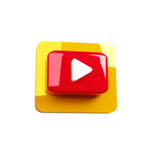 Digital YouTube Logo Icon in 3D render Entertainment and Content Creation Symbol png