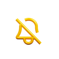 3D Render of No Bell Icon, Notification and Alert Disable Symbol png