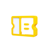 3D Render of Ticket Icon - Symbol of Admission and Entertainment png