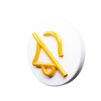 3D Render of No Bell Icon, Notification and Alert Disable Symbol png