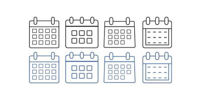Calendar Icon collection. Time management. Reminder organizer event signs. Outline calendar different variations symbol. vector