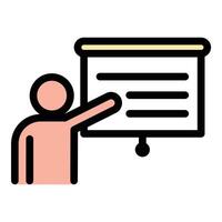 Teach Icon Knowledge Sharing in Flat Line Color Style vector