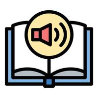 Audio Book Icon Listening Experience in Flat Line Color Style vector