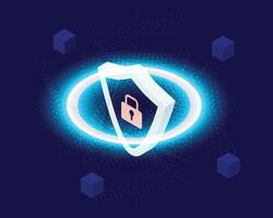 blue network light code and data security abstract technology background vector